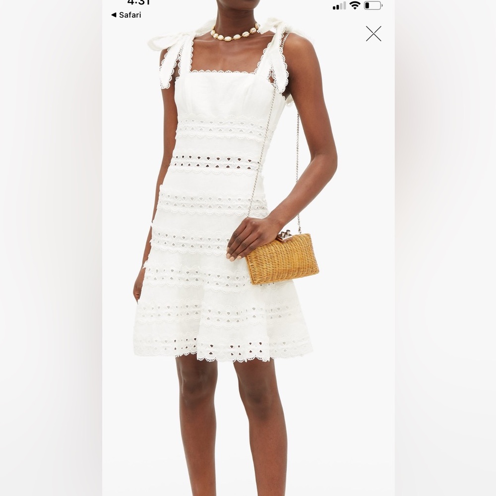 ZIMMERMANN KIRRA TIE SHOULDER MINI DRESS Size 0